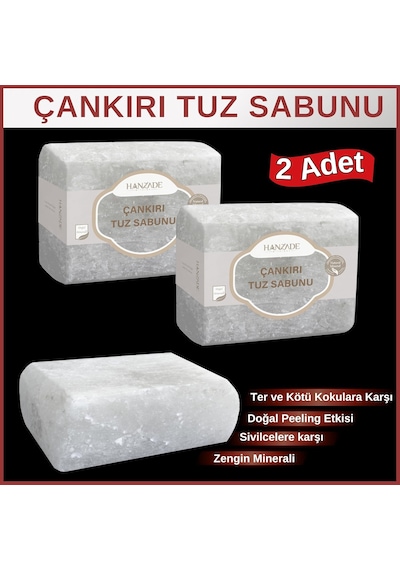 Lexroo Çankırı Tuz Sabunu 300-350 Gr X 2 Adet Zengin Mineralli Doğal Saf Çankırı Kaya Tuzu Sabunu