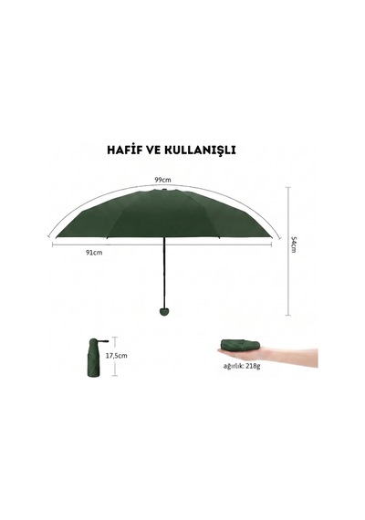 Bosile Özel Kılıflı Yeşil Renk Şemsiye Kapsül Şemsiye