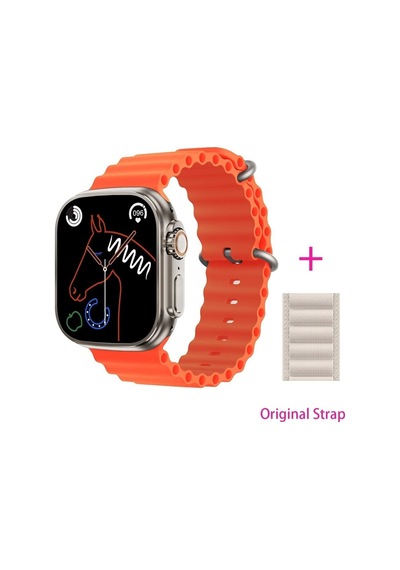 GS8 Watch 8 Ultra Akıllı Saat Turuncu Watch 2.02 Inc Beyaz Silikon Kordon Hediye (İthalatçı Garantili)