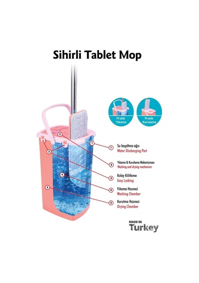 Omnipazar Flr-f0394 Sihirli Slim Tablet Mop Temizlik Kovası Turuncu