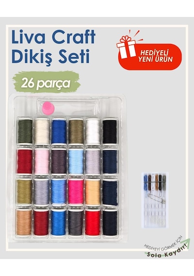 Liva Craft 26 Parça Dikiş Seti İğne, Yüksük, İplik Ve Aksesuarlarla Dikiş Kiti Diğer