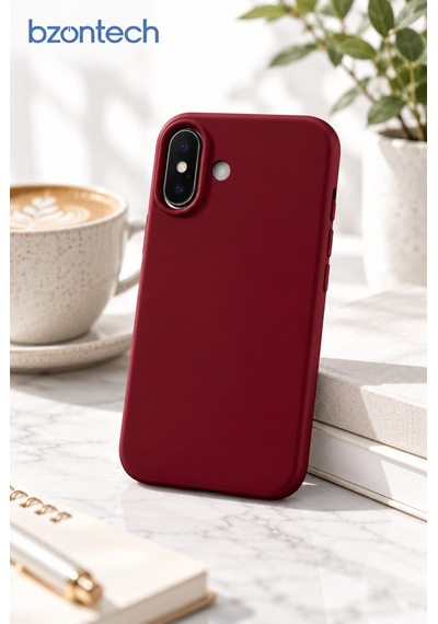 Apple Apple iPhone 17 Uyumlu Kılıf Renkli Lansman İçi Kadife Yumuşak Kamera Yükseltili Silikon Bordo