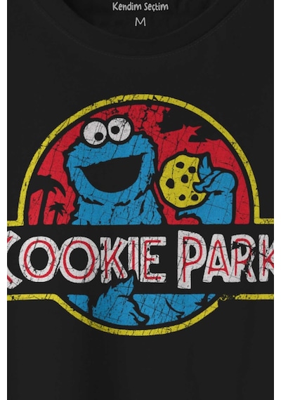 Kurabiye Canavarı Cookie Jurassic Park Baskılı Tişört Unisex T-shirt 001