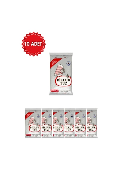 Billur İyotlu Sofra Tuzu 750 G X 10 Adet Yemeklik İnce Tuz Sofralık Ve Mutfak Kullanımı