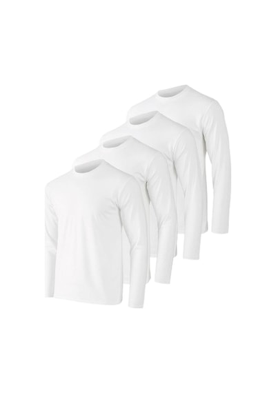 Rich Erkek Beyaz 4'lü Paket Basic Uzun Kollu Tişört Body T-shirt Beyaz