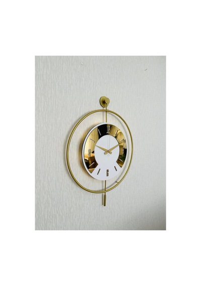 Pey Aksesuar 50x70 Cm Metal Pleksi Ahşap Ve Işığın Muhteşem Uyumu Duvar Saati Dekoratif M54-gold-beyaz-goldpleksi