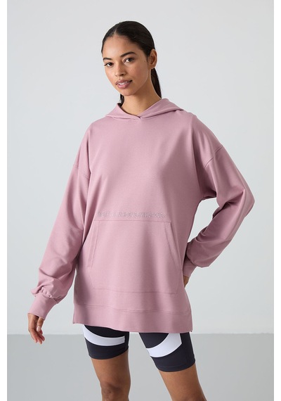 Tommylıfe Rahat Form Kapüşonlu 2li Paket Ekru-gül Kurusu Kadın Tunik Sweatshirt - 97163 Gül Kurusu-ekru