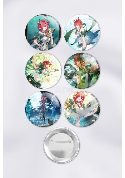 Ciaccona Wuthering Waves Gacha Çanta Süsü Rozet İğneli Buton Rozet Seti 6 Adet Altılı