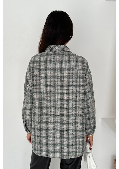 Asprin Fashion Çift Cep Ekose Gömlek Yeşil Yeşil