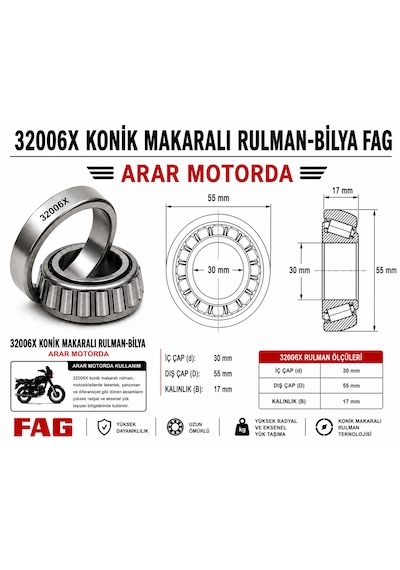 32006x Konik Makaralı Rulman-bilya Fag 30 55 17 1 Adet