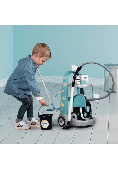 7600330316 Smoby Temizlik Arabası Ve Elektrikli Süpürgesi Oyun Seti