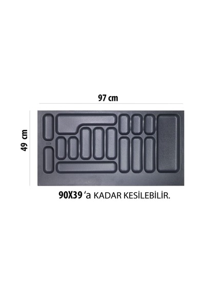 97 X 49 Cm Çekmece Içi Kaşıklık Gri 90x39 Cm'e Kadar Kesilebilir Gri