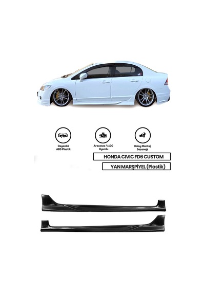 Honda Civic Fd6 Uyumlu Mugen Rr Yan Marşpiyel Plastik Sportif & Dayanıklı