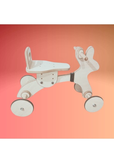 Montessori Çocuk Denge Bisikleti 2-6 Yaş / Mdf Tavşan