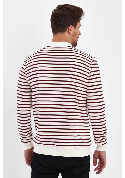 Alexander Gardi Alexandergardı Bisiklet Yaka Çizgili Sweatshirt E23-761a-erk Bordo