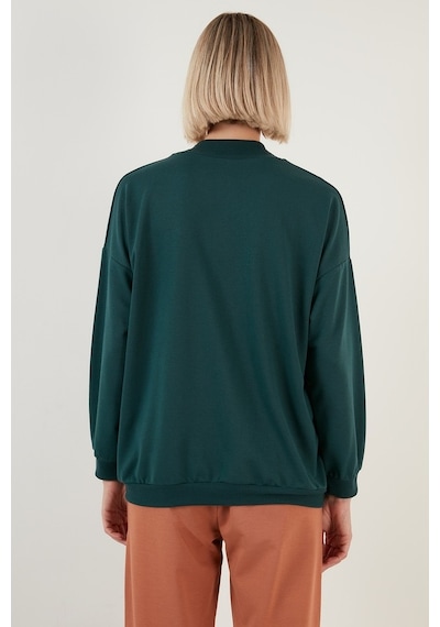 Lela Pamuklu Dik Yaka Basic Örme Bayan Sweat 5863323 Nefti
