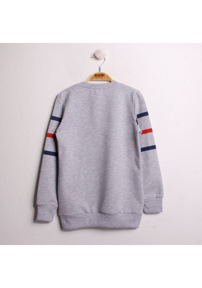 Toontoy Kız Çocuk Sweatshirt Never Baskı Gri Melanj