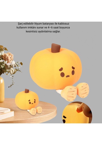 Pumpkin Led Gece Lambası Üç Kademeli Işık Ayarlı Yeni Nesil Renkli