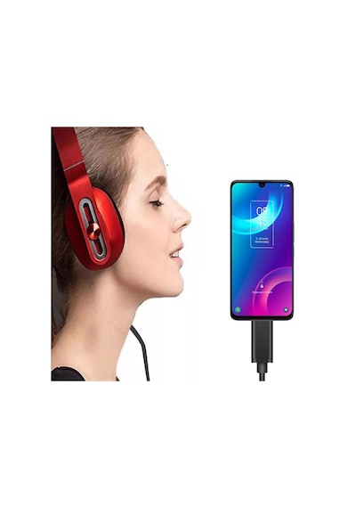 Type c usb c to Aux 3.5 mm erkek Jack type c aux kablo 1m siyah