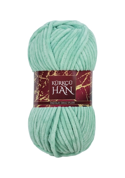 Kadife Yün Pastel Mint 100gr %100 Polyester Yumuşak Pofuduk Örgü İpi