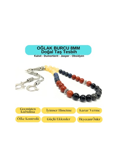 Sertifikalı Oğlak Burcu 8mm 33lük Doğal Taş Tesbih