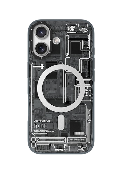 Apple Uyumlu iPhone 17 Kılıf M-safeli Kamera Denetim Butonlu Youngkit Technology Serisi Kapak Siyah Siyah