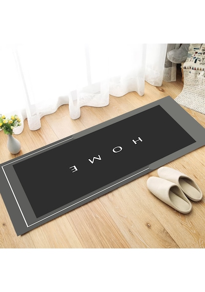 Dijital Kaymaz Yıkanabilir Mutfak Banyo Salon Paspas Halısı Trend Modern Al4001 Antrasit
