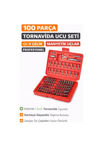 Senbang 100 Parça Tornavida Ucu Seti Krom Vanadyum Çelik Manyetik Bit Seti Profesyonel Uç Takımı