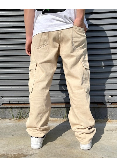 Bpm Premium Baggy Kargo Pantolon Bej 001