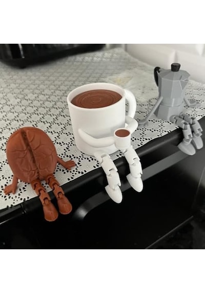 Kahve Dekoratif Biblo Seti, 3 Parça, Moka Pot, Kahve Çekirdeği Ve Fincan, Masaüstü Süs
