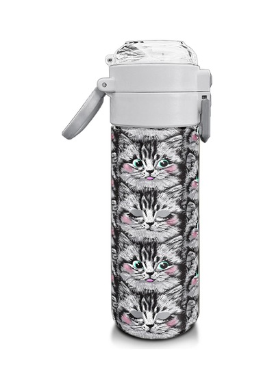 Coral High Kids Gri Kedi Desenli Pipetli Ve Direkt İçim Çelik Termos 500 Ml 31851 Gri