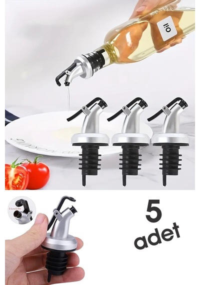 5 Adet Yağdanlık Tıpası Sızdırmaz Kapaklı Şişe Ucu Servis Aparatı Damlalık Yağdanlık Tıpa Gümüş Diğer