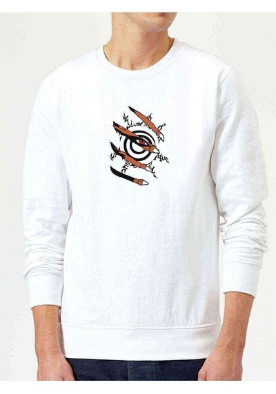 Anime Naruto Baskılı Beyaz Erkek Örme Sweatshirt (530950739)