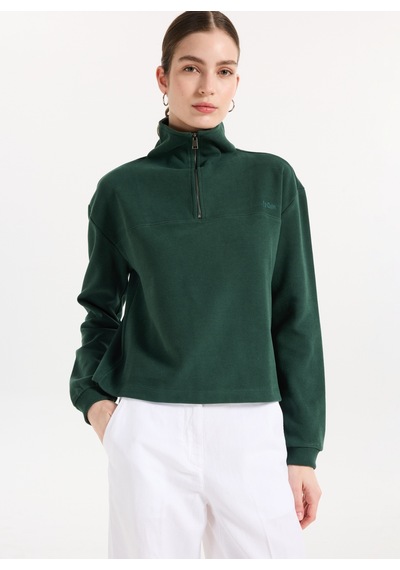 Lee Cooper Yeşil Kadın Dik Yaka Regular Fit Sweatshirt 261 Lcf 241015 Vegas Zümrüt Zümrüt Yeşili