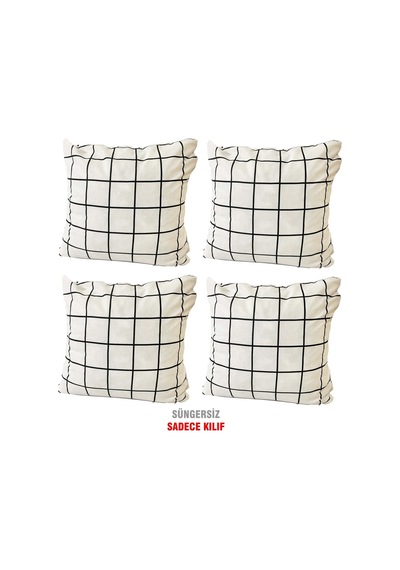 Kırlent Yastık Kılıfı Vip Yastık Kılıfı 4Adet-43X43 Cm(Beyaz Pano (524873738)