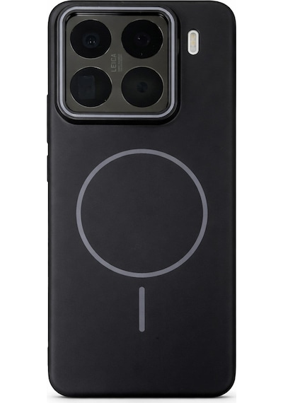Mi 15 Pro Uyumlu Kamera Çıkıntılı Magsafe Wireless Şarj Özellikli Sert Sararmaz Silikon Kılıf Siyah