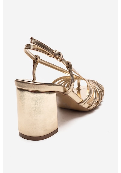 Luvishoes Wılda Altın Kadın Kalın Topuklu Ayakkabı