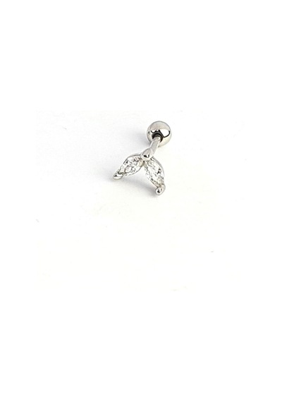 Pırlanta Parlaklığında Zirkon Taşlı 925ayar Gümüş Tragus Kıkırdak Piercing Gümüş