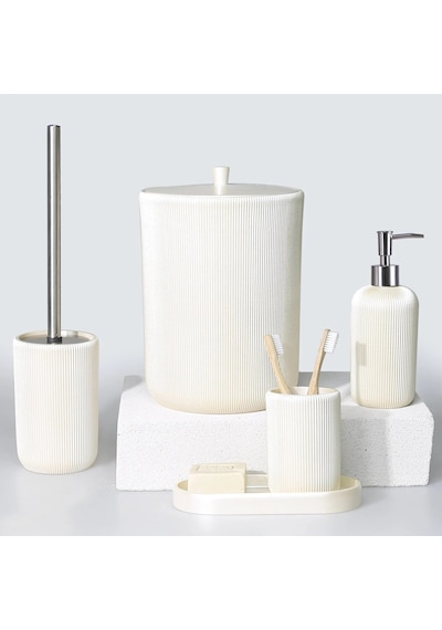 By Selim Lydia İnci 5 Parça Polyester Banyo Seti İnci