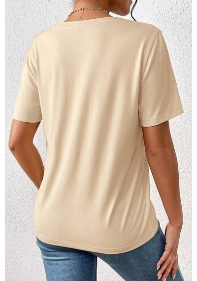 Unisex Make Up Siluet Baskılı Tasarım Tshirt Bej