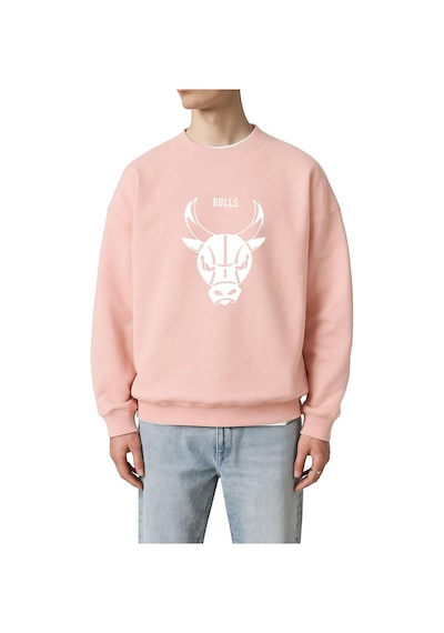 Benroma 3 İplik Penye Chıcago Bulls Baskılı Unisex Sweatshırt Pembe