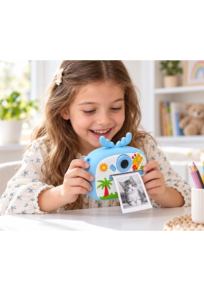 Cmr90 Çocuk Dijital Mini Kamera 1080p Hd 2.0 İnç Ekran Fotorğraf Video Oyun Müzik Usb Şarj Termal Resim Kağıt Baskılı Yazıcı Kamera Video Makinesi Print Kamera