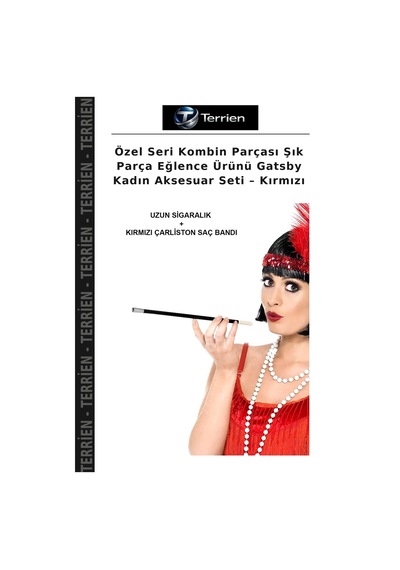 Terrien Özel Seri Kombin Parçası Şık Parça Eğlence Ürünü Gatsby Kadın Aksesuar Seti Kırmızı