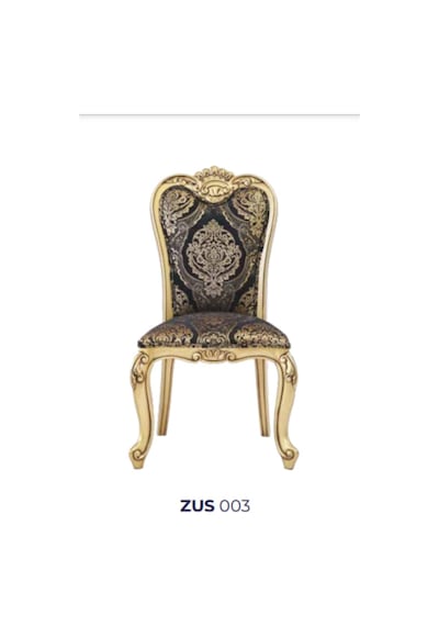 Bengimobilya Sandalye Zus003 Klasik Model Yaldızlı Nakışlı Kumaş Gold Oymalı K
