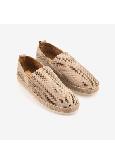 Kemal Tanca Andrea Giovanni Erkek Kauçuk Taban Süet Perfore Casual Loafer 5187 Bej