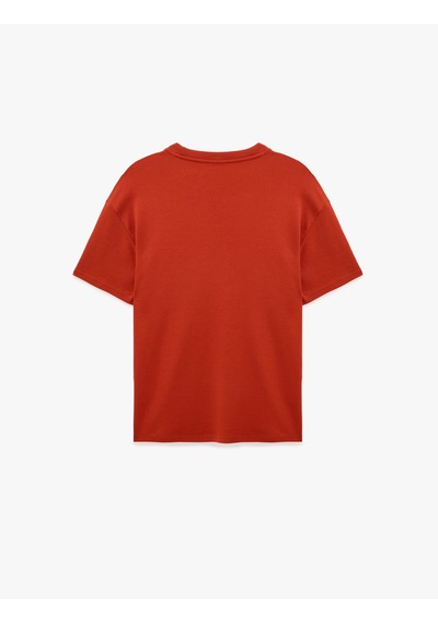 Koton Pamuklu Bisiklet Yaka Kısa Kollu Basic Oversize Tişört Kiremit 7wam10086mk
