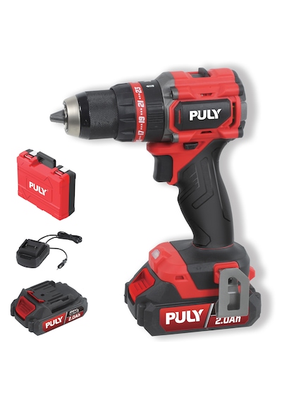 Puly Professional BLMD-358JST 20V 75NM Kömürsüz Akülü Darbeli Matkap Vidalama 2x2.0AH Akü Şarj Cihazı ve Pulybox Çanta