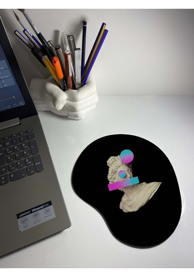 Retro Black 3d Bilek Destekli Mouse Pad Mousepad