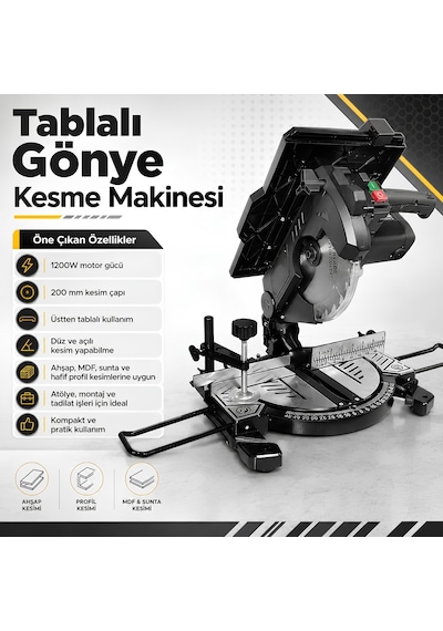 Mur-cell Mur-gm06 Tablalı Gönye Kesme Makinesi 1200w 200 Mm