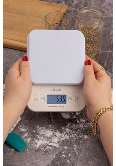 Nave Dijital Mutfak Tartısı, 6kg/0.1g Lcd Ekranlı Yüksek Hassasiyetli Gıda Ölçeği, Çoklu Ünite G/oz/ml/lb , Pille Çalışır - Kuaför Salonu İçin Pişirme, Pişirme Ve Ağırlık Kontrolü Renk Ölçeği İçin Açık Bej